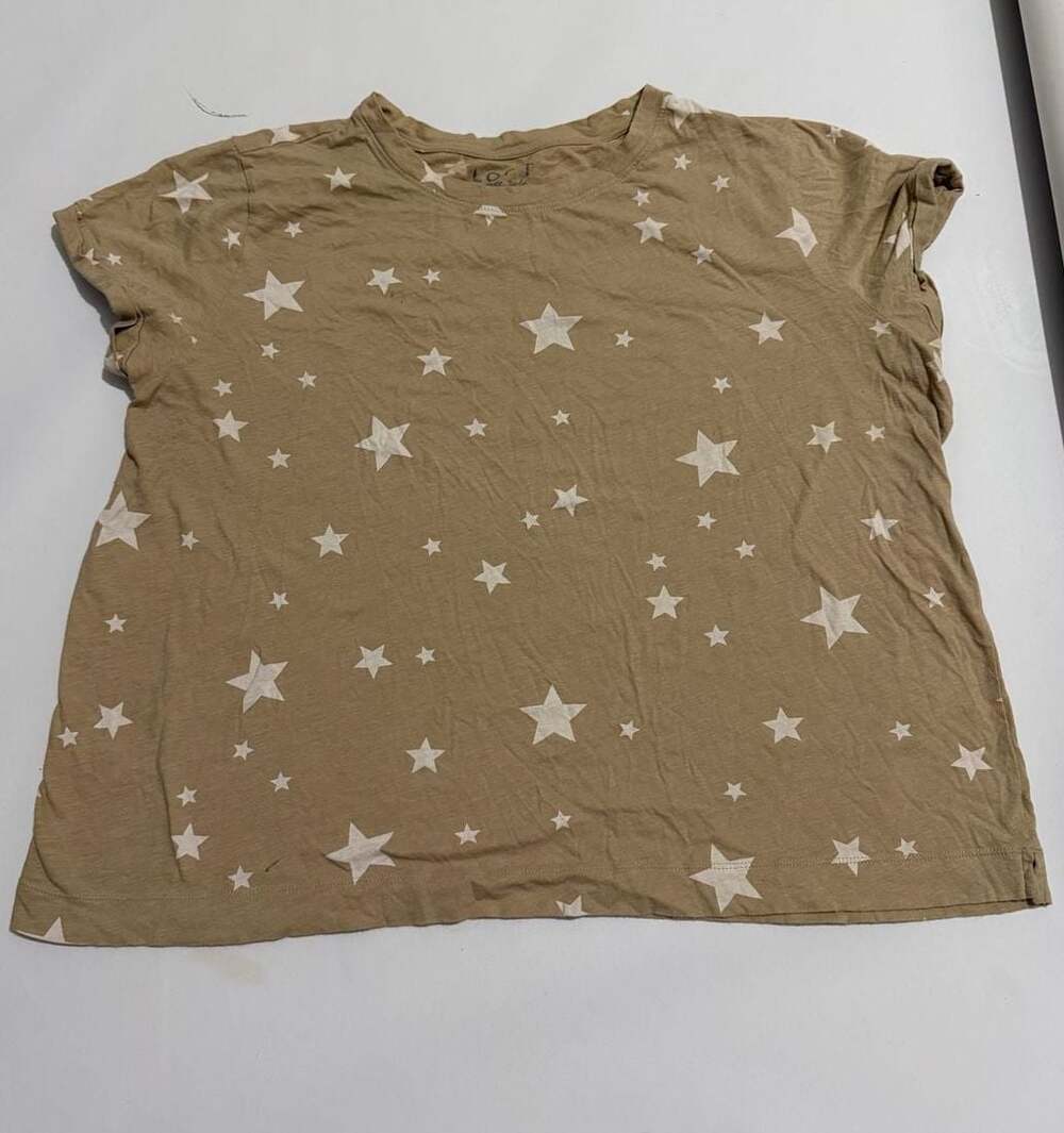 LOFT Vintage Soft Tan Star Print Cuffed Sleeve T-Shirt